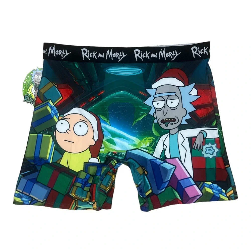 MENS RICK AND MORTY CHRISTMAS BOXER BRIEF SIZE XL